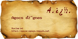 Agocs Ágnes névjegykártya